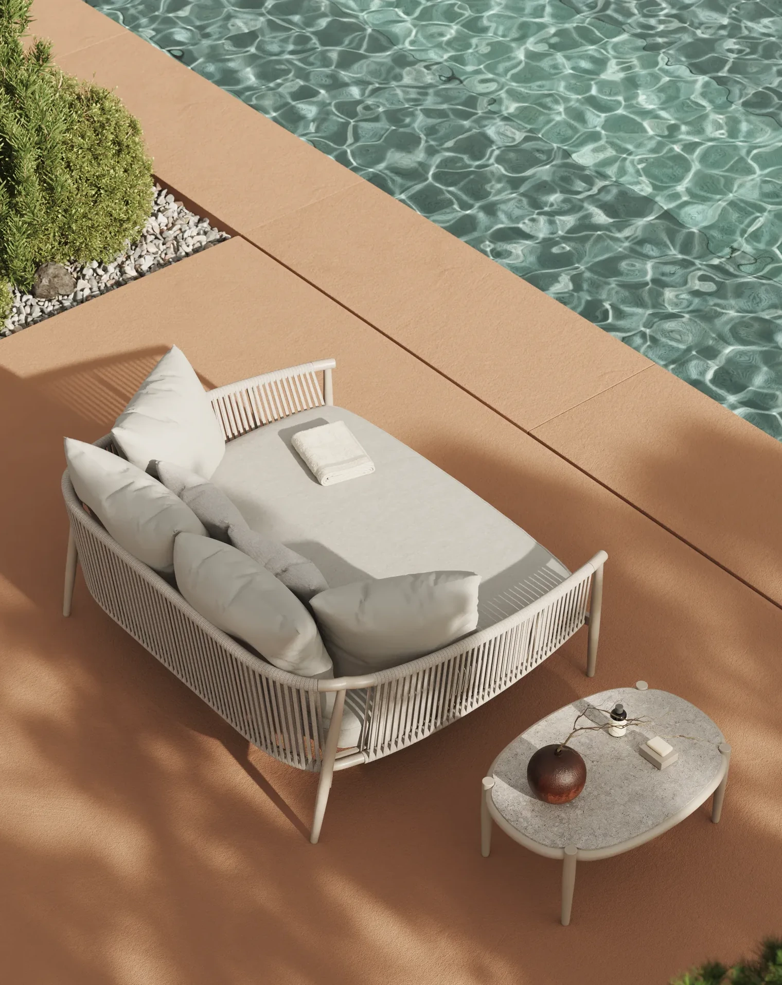 Detalle de mobiliario exterior del hotel